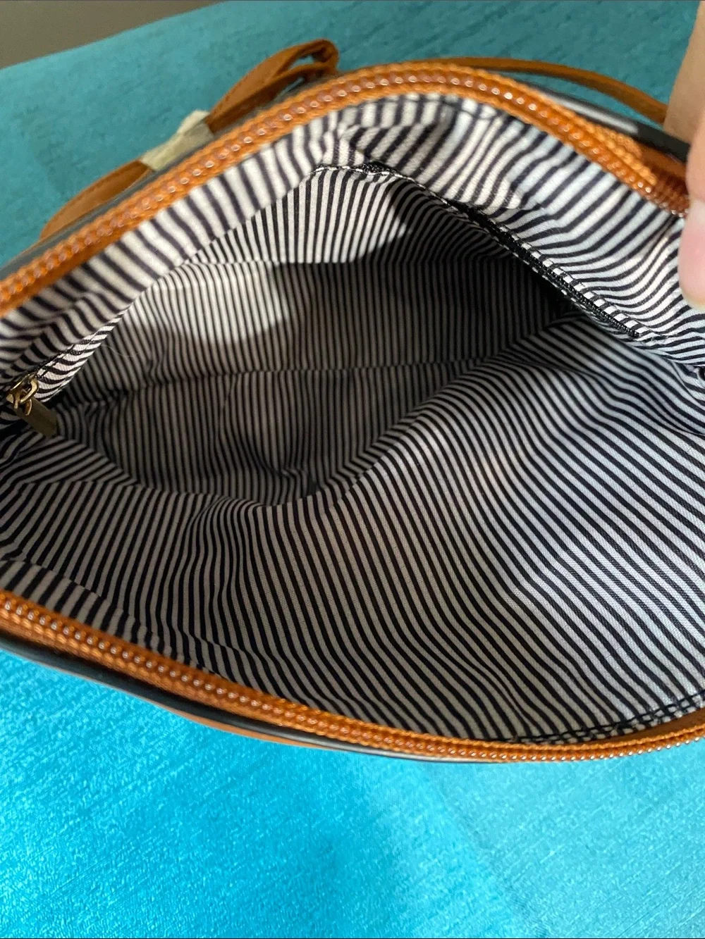 Deluxity Tan & Black Striped Crossbody Bag